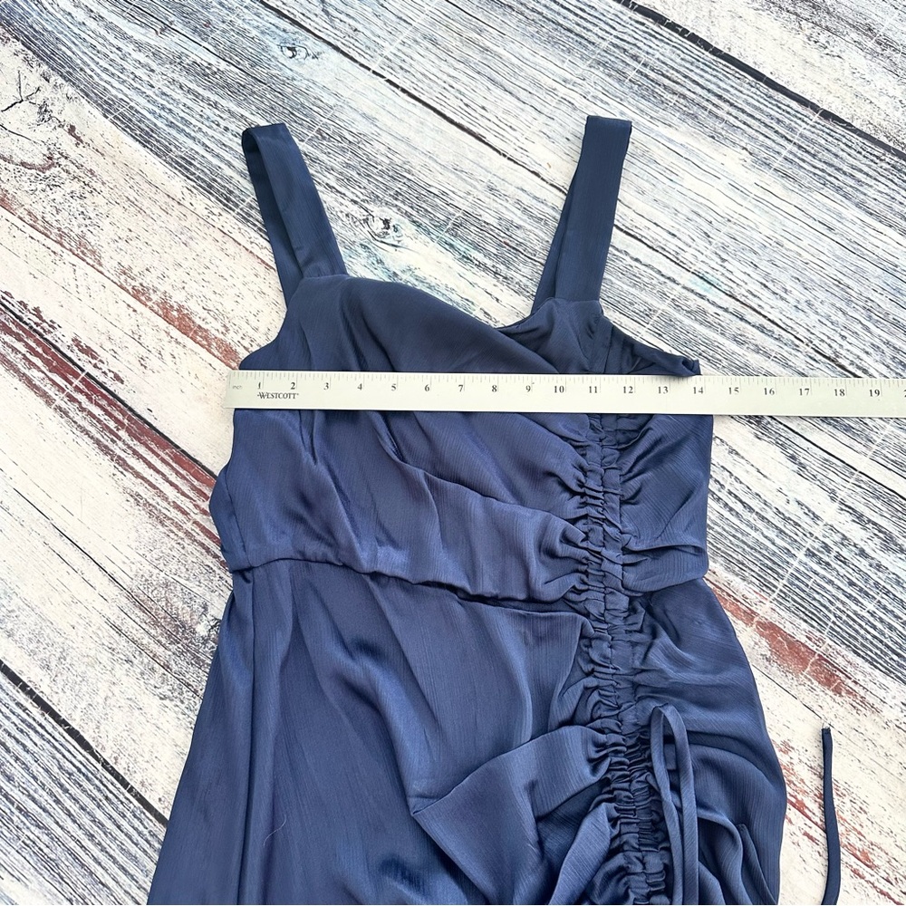Taylor Navy Satin Ruched-Side Slip Dress - Picture 7 of 8
